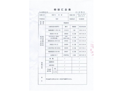 检验汇总表